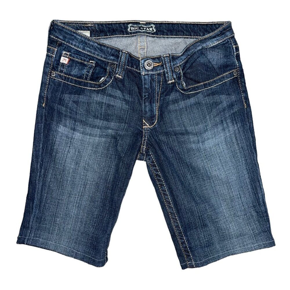 Big Star Maddie Bermuda Jeans Shorts Womens 28 Medium Wash Embroidered Western